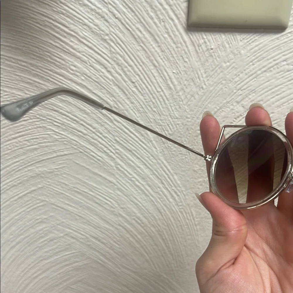 Trendy Round Cat Ears Sunglasses with Glitter Frame